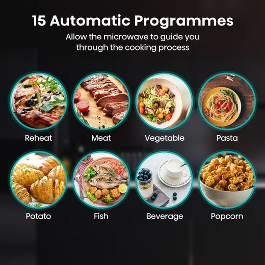 Hisense Hi6 BlackLine BIM325GI63DBGUK Built In Microwave With Grill - Black - Annotation - Automatic programmes shot 