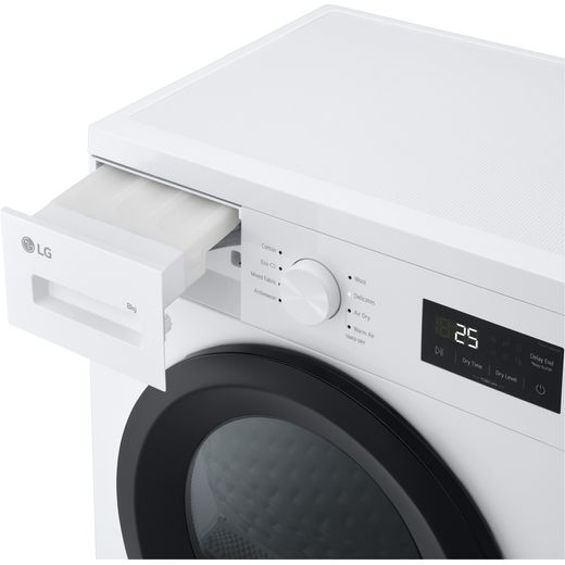LG A10 Series RHA1008NWK 8Kg Heat Pump Tumble Dryer - White - Detergent drawer open