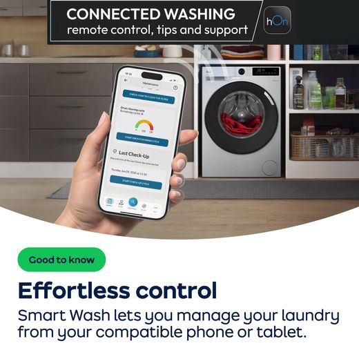 Hoover Pro Wash Series 7 HBQD 410BL10U-80 10kg WiFi Connected Washing Machine with 1400 rpm - White - AO Annotation - Smart-Wash