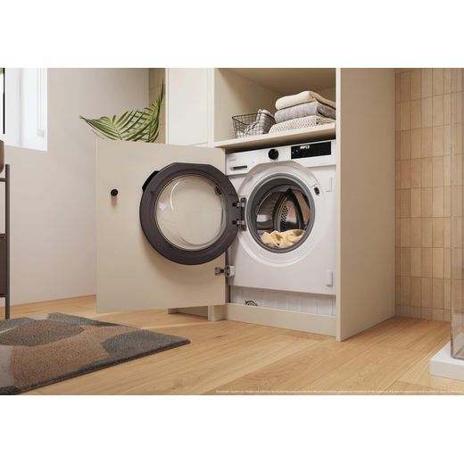 Candy BC4S496M6DB8-80 Wifi Connected Integrated 9Kg / 6Kg Washer Dryer with 1400 rpm - White - Washer dryer in utility room shot