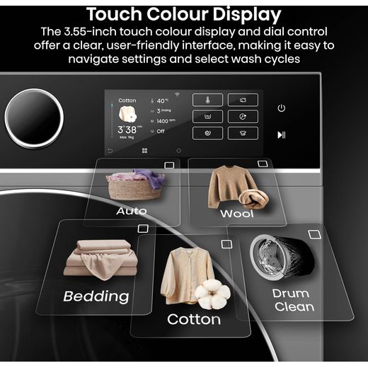 Hisense 5i KitchenFit Series WF5I9043BTFS 9kg Washing Machine with 1400 rpm - Titanium - Annotation - Touch Colour Display