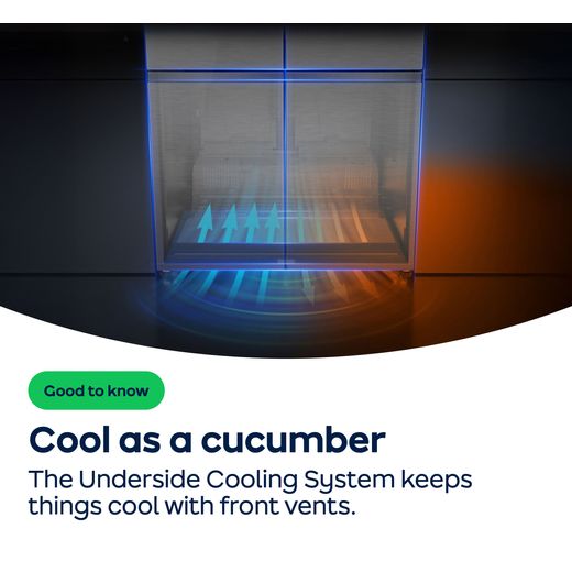 Hisense KitchenFit Eclipse RB3K330SAIC Wifi Connected 186cm High 60/40 No Frost Fridge Freezer - Stainless Steel - AO Annotation -  Underside-Cooling