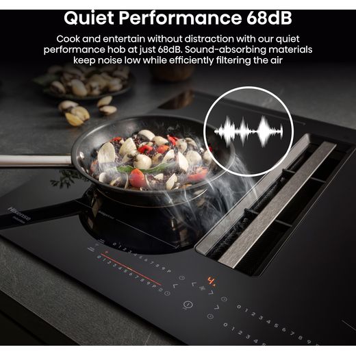 Hisense Hi6 HEH6432BSCWF 60cm Venting Induction Hob - Black - Annotation - Low noise shot