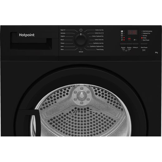 Hotpoint 8Kg Condenser Tumble Dryer - Black - Close up shot