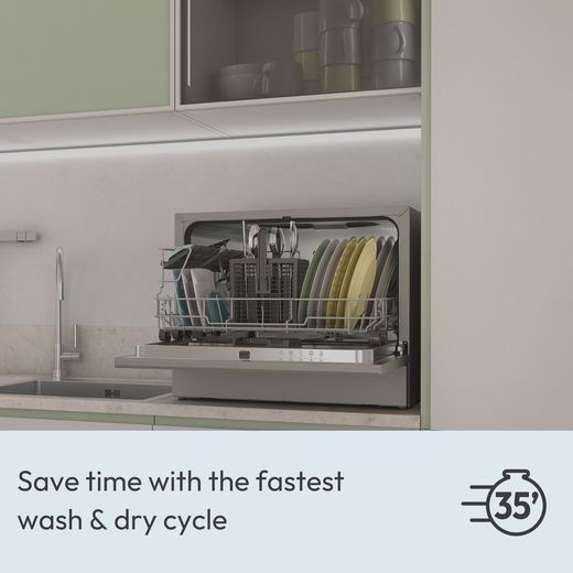 Candy RapidÓ Table Top Dishwasher - Anthracite - Annotation - wash and dry cycle shot