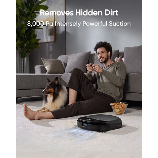 Eufy Omni S1 Pro Robotic Vacuum Cleaner - Matte Black - Annotation - Removes hidden dirt