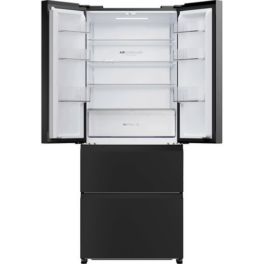 Haier French Series 3 American Fridge Freezer - Slate Black - Doors open