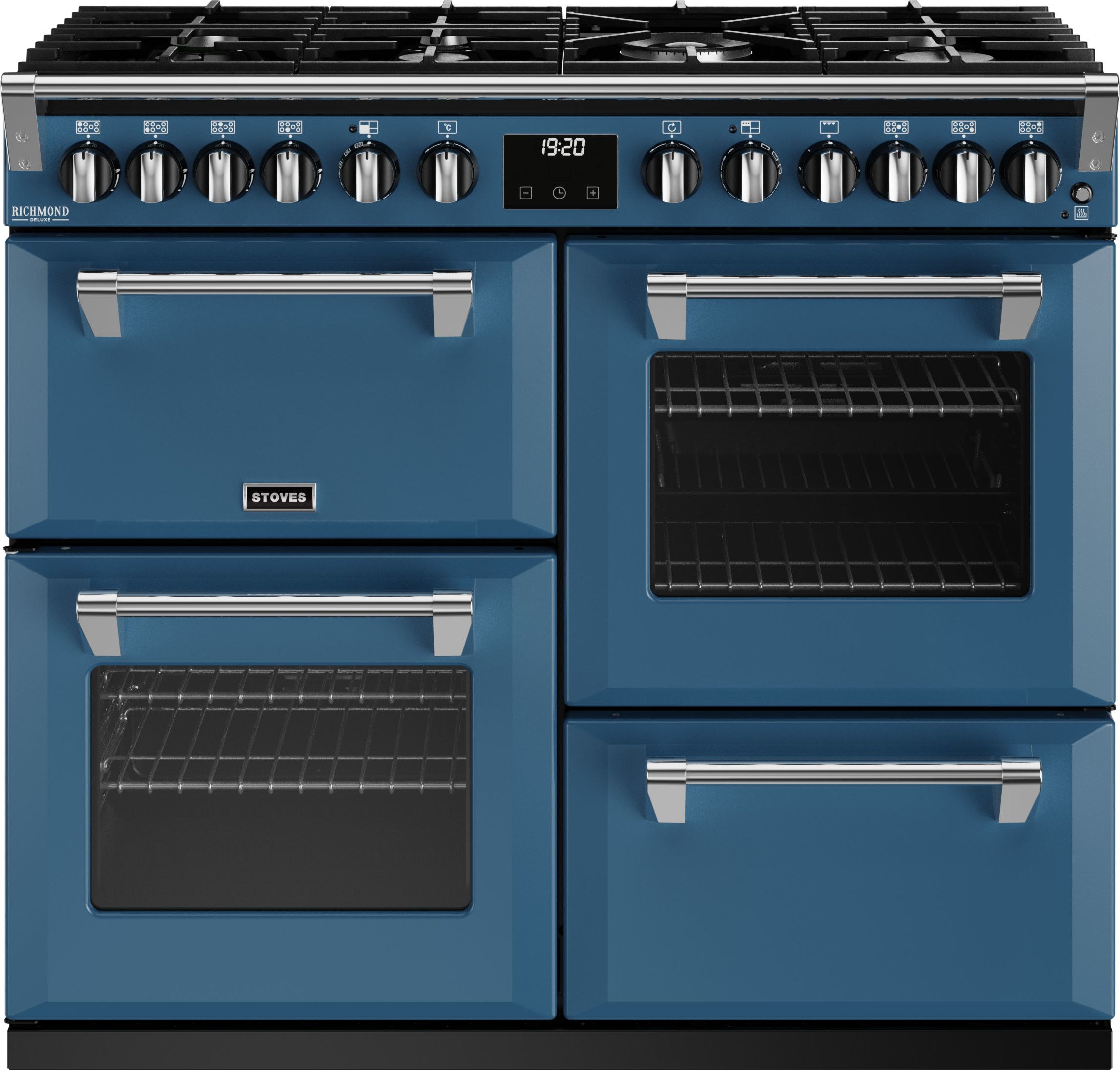 Stoves Richmond Deluxe ST DX RICH D1000DF TBL Dual Fuel Range Cooker - Thunder Blue - A Rated, Blue