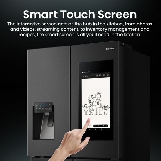Hisense Pureflat Eclipse American Fridge Freezer - Black - Annotation - Smart touch screen