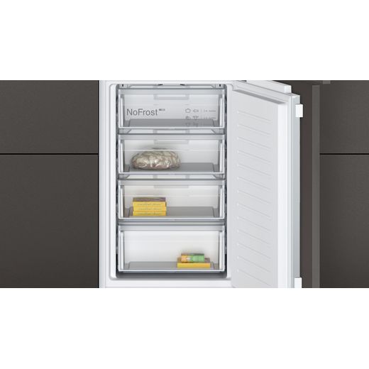 NEFF Integrated Fridge Freezer with Fixed-mounted Kit - White - Close up of freezer drawer shot