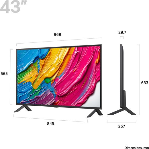 LG QNED80A6 43" 4K Ultra HD MiniLED Smart TV - Dimensions