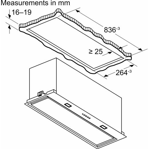 Siemens IQ-500 Cooker Hood - Black - Annotation - dimension shot