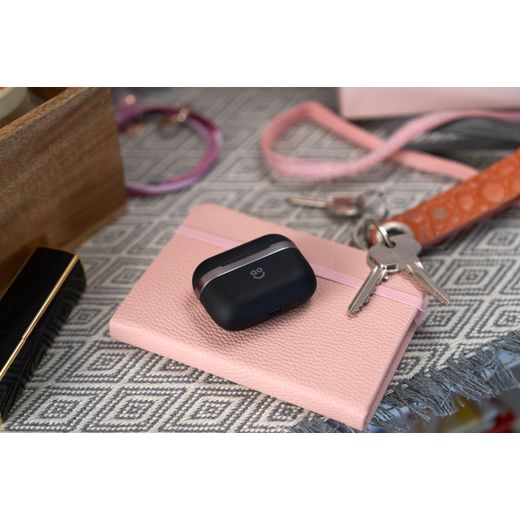 AO Earbuds Wireless Noise Cancelling In-Ear Headphones - Black - Earbuds case on table shot