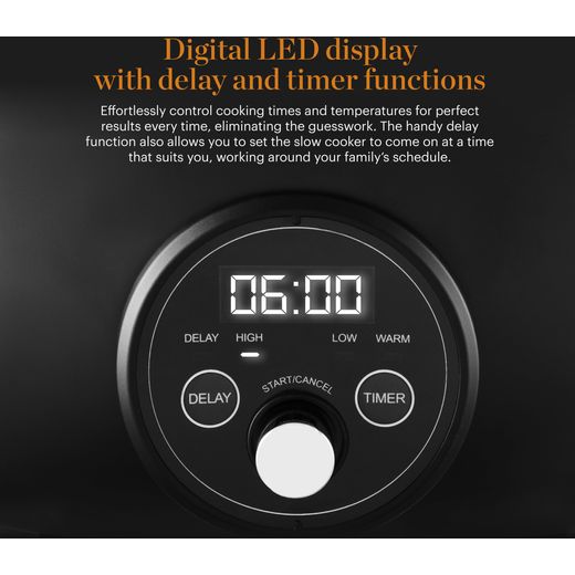 Tower GF16010 Slow Cooker Black - Annotation - Digital LED display