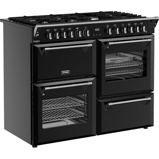 Stoves Richmond Deluxe 110cm Dual Fuel Range Cooker - Black - Right perspective shot