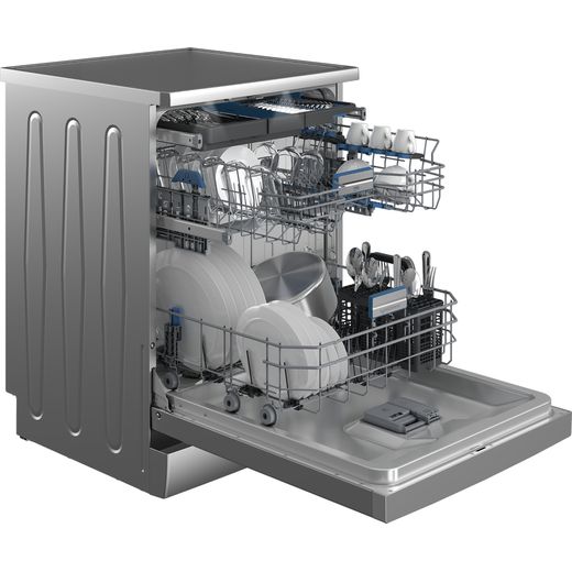 Beko PowerIntense™ Standard Dishwasher - Stainless Steel - Door open