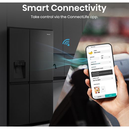 Hisense American Fridge Freezer - Black Stainless Steel - Annotation - Smart connectivity