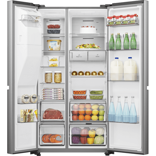 Hisense American Fridge Freezer - Stainless Steel - Front shot door open