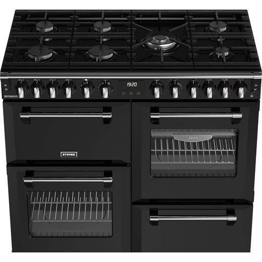 Stoves Richmond 100cm Dual Fuel Range Cooker - Black - High perspective shot
