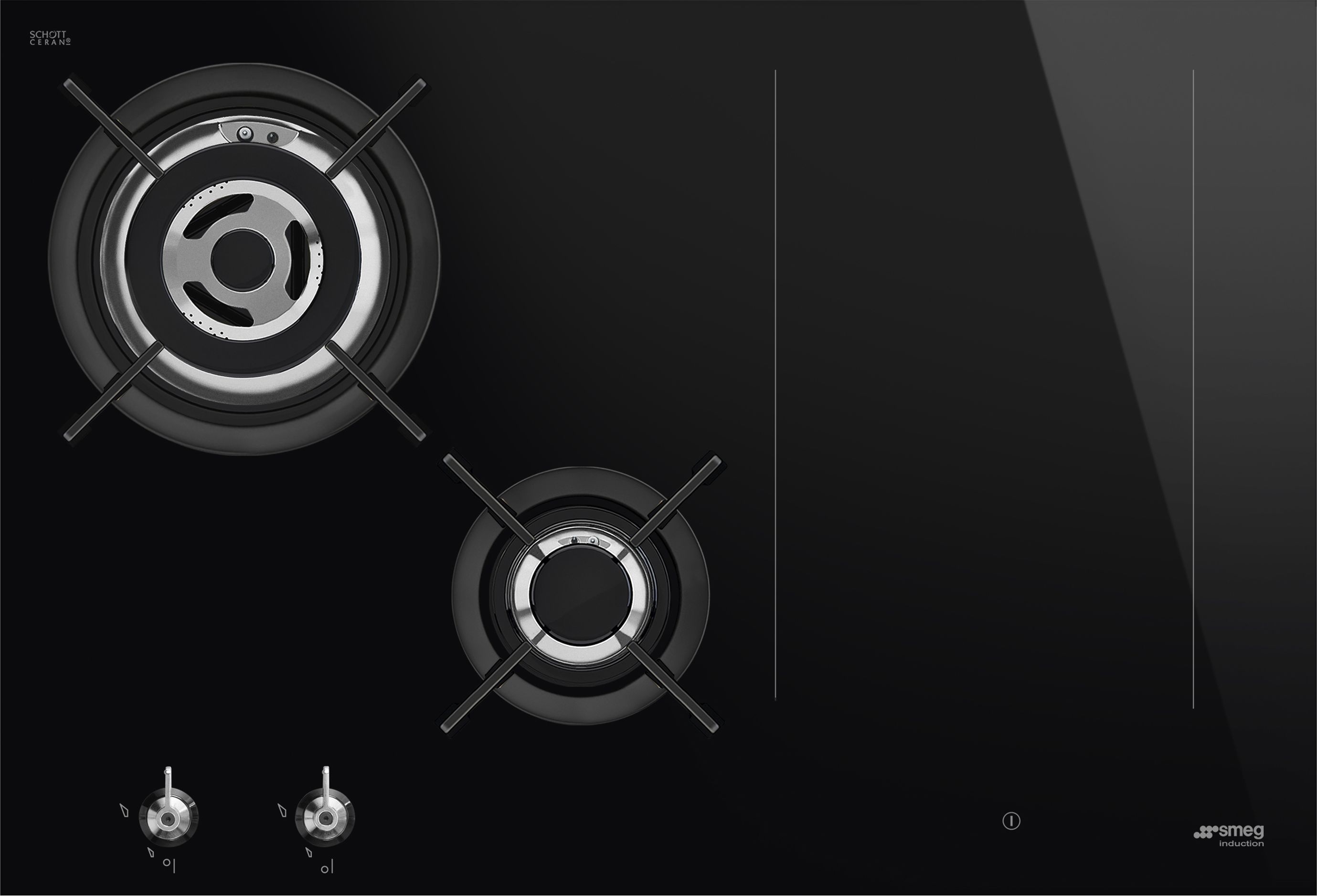 Image of Smeg Classic PM3743D 75cm Mixed Fuel Induction Hob - Black, Black