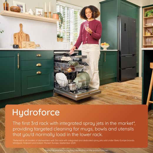 Hotpoint Standard Dishwasher - Stainless Steel - annotation - hydro force shot