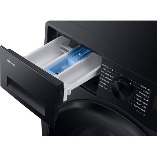 Samsung Series 5 AI Energy WD11DG5B15BB Wifi Connected 11Kg / 6Kg Washer Dryer with 1400 rpm - Black - Detergent drawer open