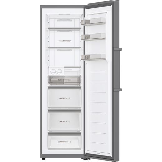 Haier UP 60 Series 7 H4F306SDH1K 190cm High Upright Freezer - Stainless Steel - Door open front shot