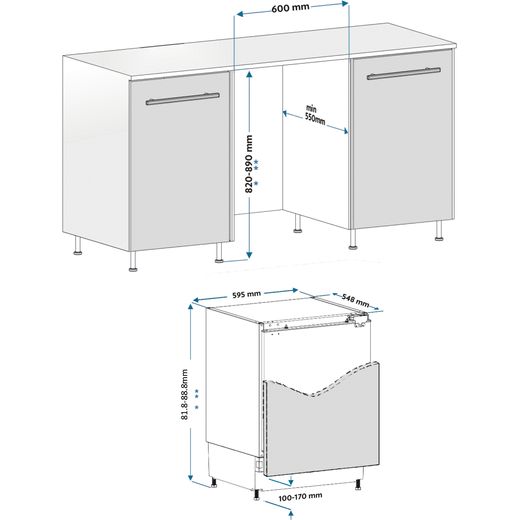 Russell Hobbs RH82BULF1E1W Fridge White - Dimensions