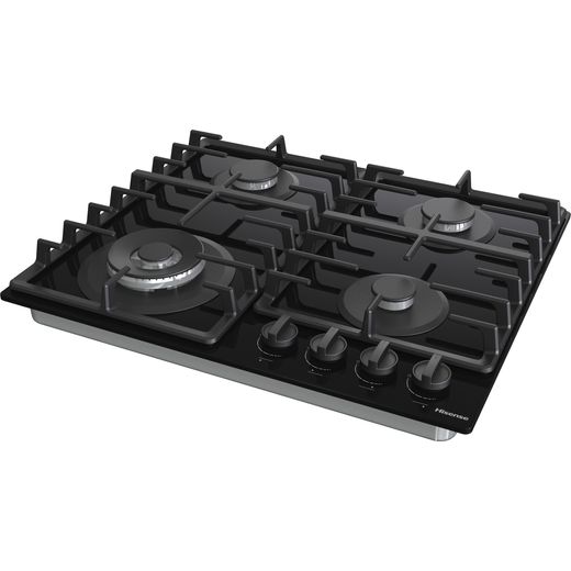 Hisense GG663BHF 60cm Gas Hob - Black - Left perpsective  shot 