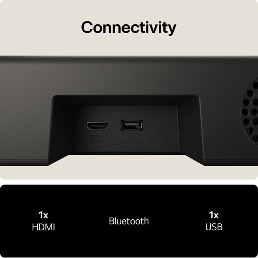 LG US20A Bluetooth 2.0 Soundbar - Black - Annotation - Connectivity shot