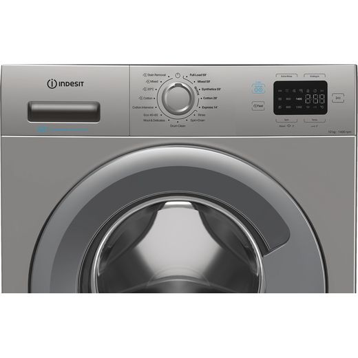Indesit Push&Go IP 1046S PUSH&GO UK 10kg Washing Machine with 1400 rpm - Silver - Control panel
