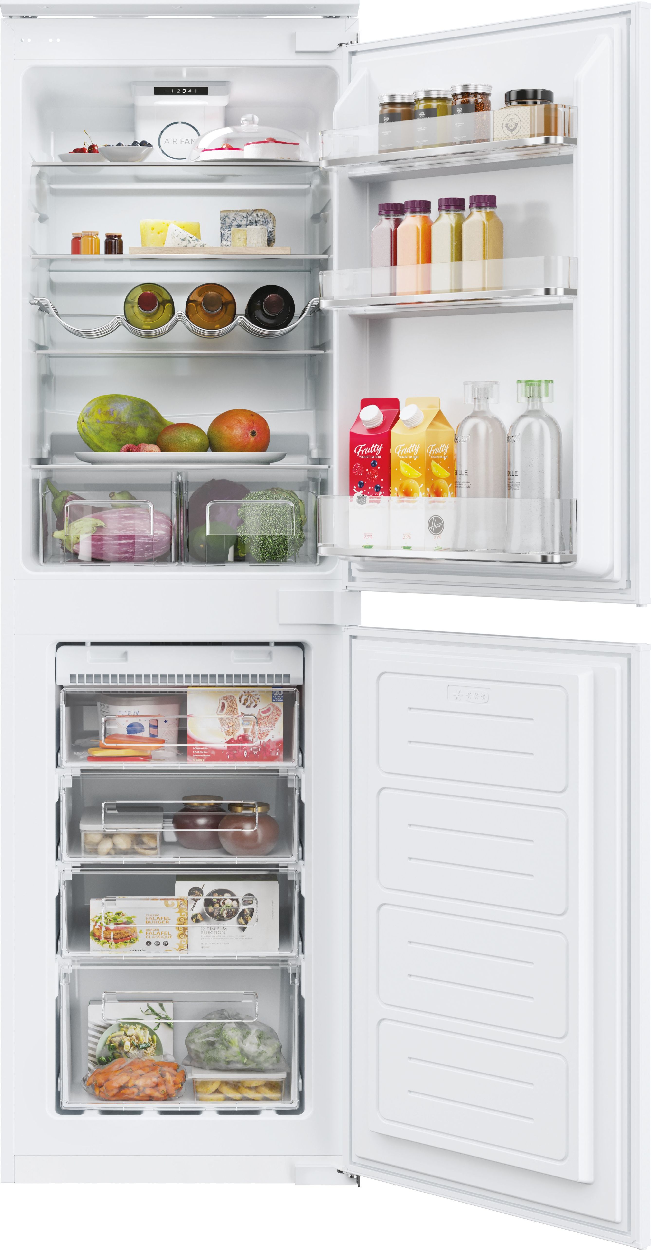 Hoover HOB50N518EVK 177cm High 50/50 Integrated Frost Free Fridge Freezer with Sliding Door Fixing Kit - White - E Rated, White