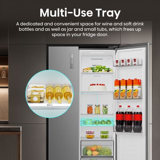 Hisense American Fridge Freezer - Stainless Steel - Annotation - Multi-use tray