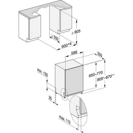 Miele Fully Integrated Standard Dishwasher - Clean Steel - Annotation - Dimeson shot 
