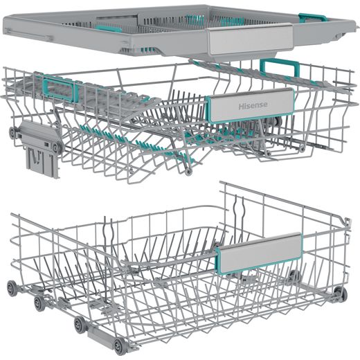 Hisense Standard Dishwasher - Black Inox - right basket perpsective shot 