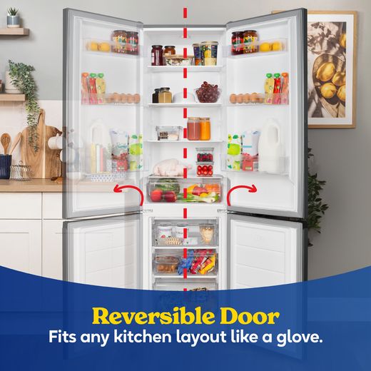 Russell Hobbs RH180FF552E1SS 180cm 70/30 Fridge Freezer - Stainless Steel - Annotation - reversible door shot