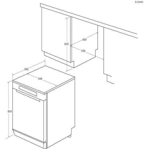 Haier I-PRO SHINE SERIES 5 - Biovitae Collection Standard Dishwasher - Stainless Steel - Annotation - Dimension shot _36