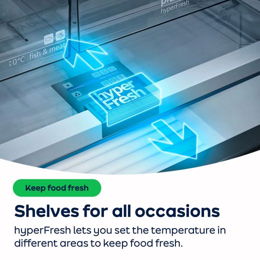 Siemens IQ-500 Fridge Freezer - Brushed Steel - AO Annotation - hyperFresh