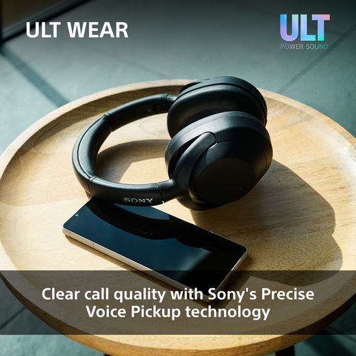 Sony WHULT900 Wireless Noise Cancelling Over-Ear Headphones - White - annotation - clear calls