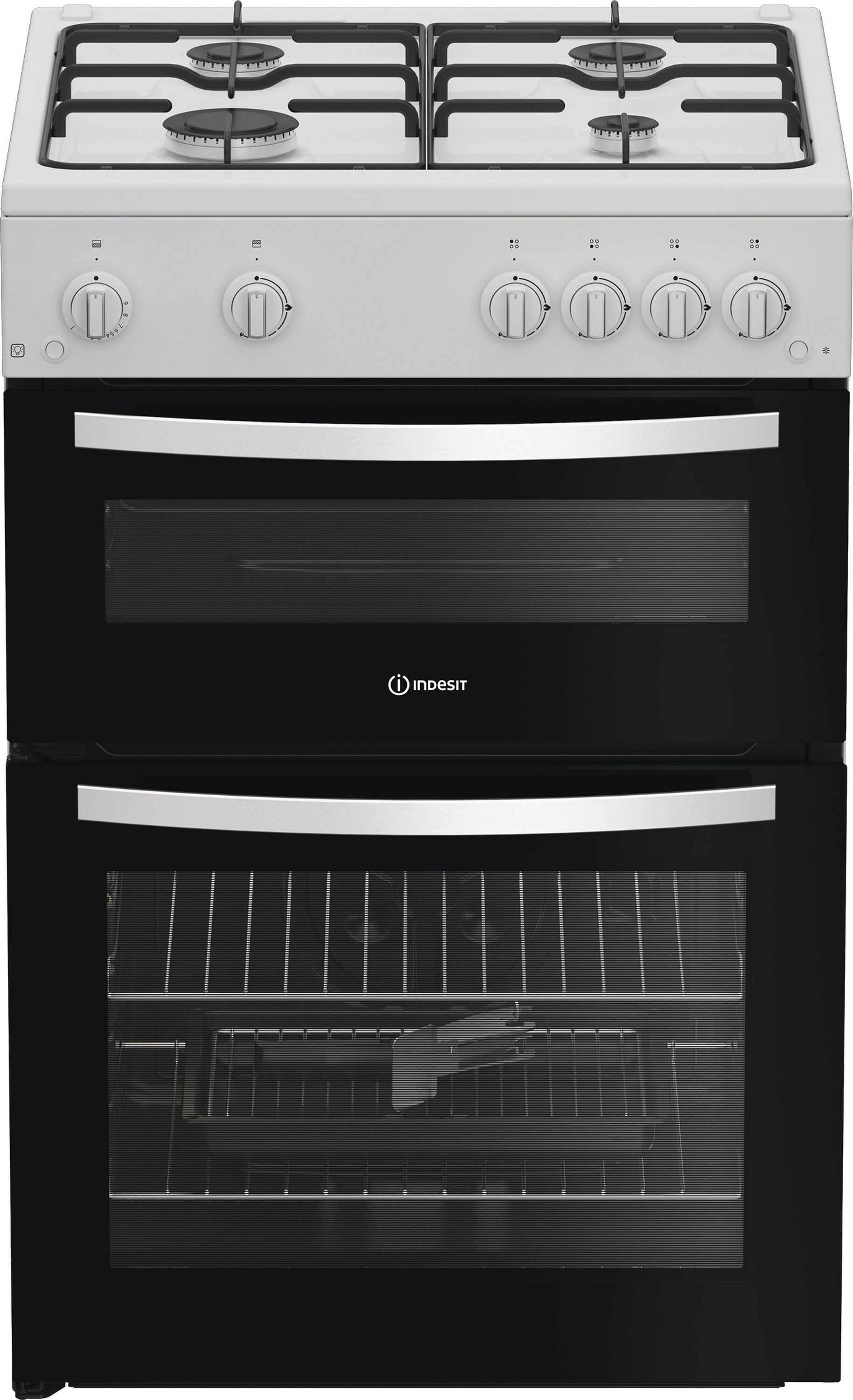 Indesit Gas Cooker White 72L Oven 4 Burner Hob Easy Clean