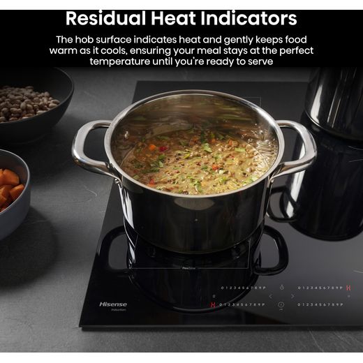 Hisense Hi4 HIC6422BSC 60cm Induction Hob - Black - Annotation - Residual heat indicator shot