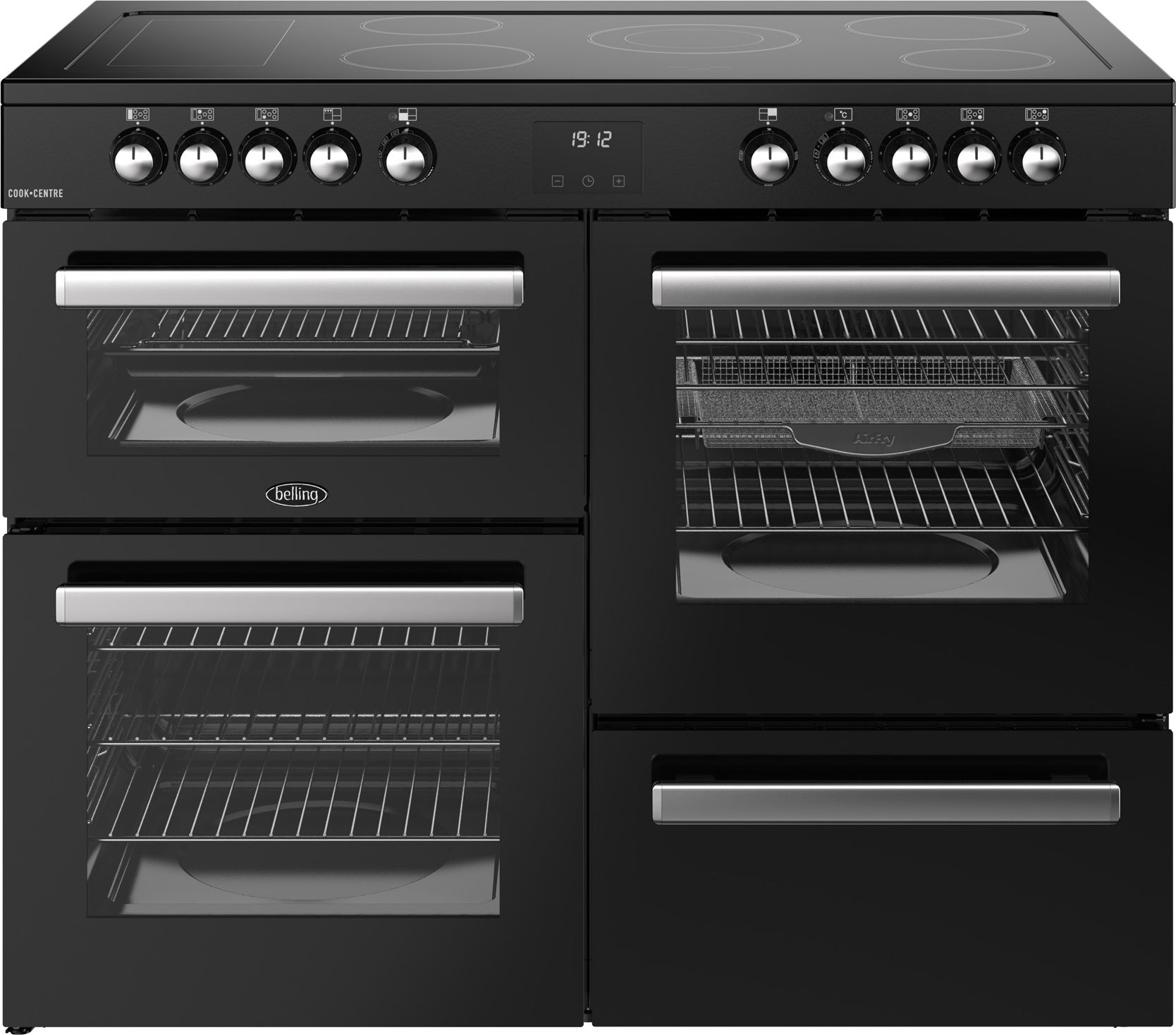 Image of Belling Cookcentre 110E 110cm wide Electric Range Cooker with Ceramic Hob - Black - A/A Rated, Black