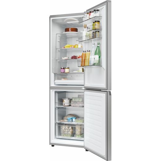 Haier 60/40 Frost Free Fridge Freezer - Platinum - Front with door open shot 