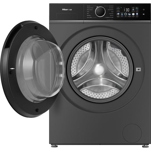 Hisense 3i KitchenFit Series WF3I1143BTL 11kg WiFi Connected Washing Machine with 1400 rpm - Titanium - front with door open shot