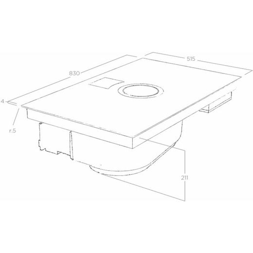 Elica NT-SWITCH BG RC 83cm Venting Induction Hob - Black - Annotation - Dimension shot