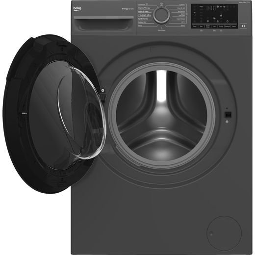 Beko bPRO 500 BM5D511745UA 11Kg / 7Kg Washer Dryer with 1400 rpm - Anthracite - front with door open shot