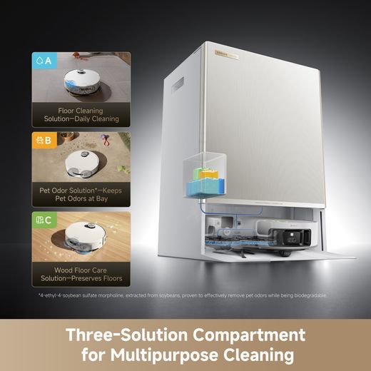 Dreame Matrix10 Ultra Robotic Vacuum Cleaner - White - Annotation - 3 solution compartment