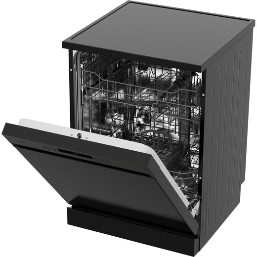 Hisense Standard Dishwasher - Black - High left perspective door open