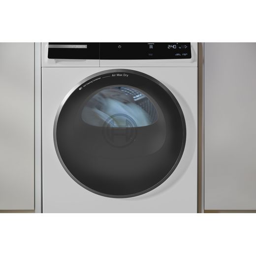 Bosch Series 8 WRB247C9GB 9Kg Heat Pump Tumble Dryer - White -  machine in kitchen shot