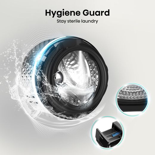 Hisense 3S Series WF3S9043BB3 9kg Washing Machine with 1400 rpm - Black - Annotation - Hygiene guard shot